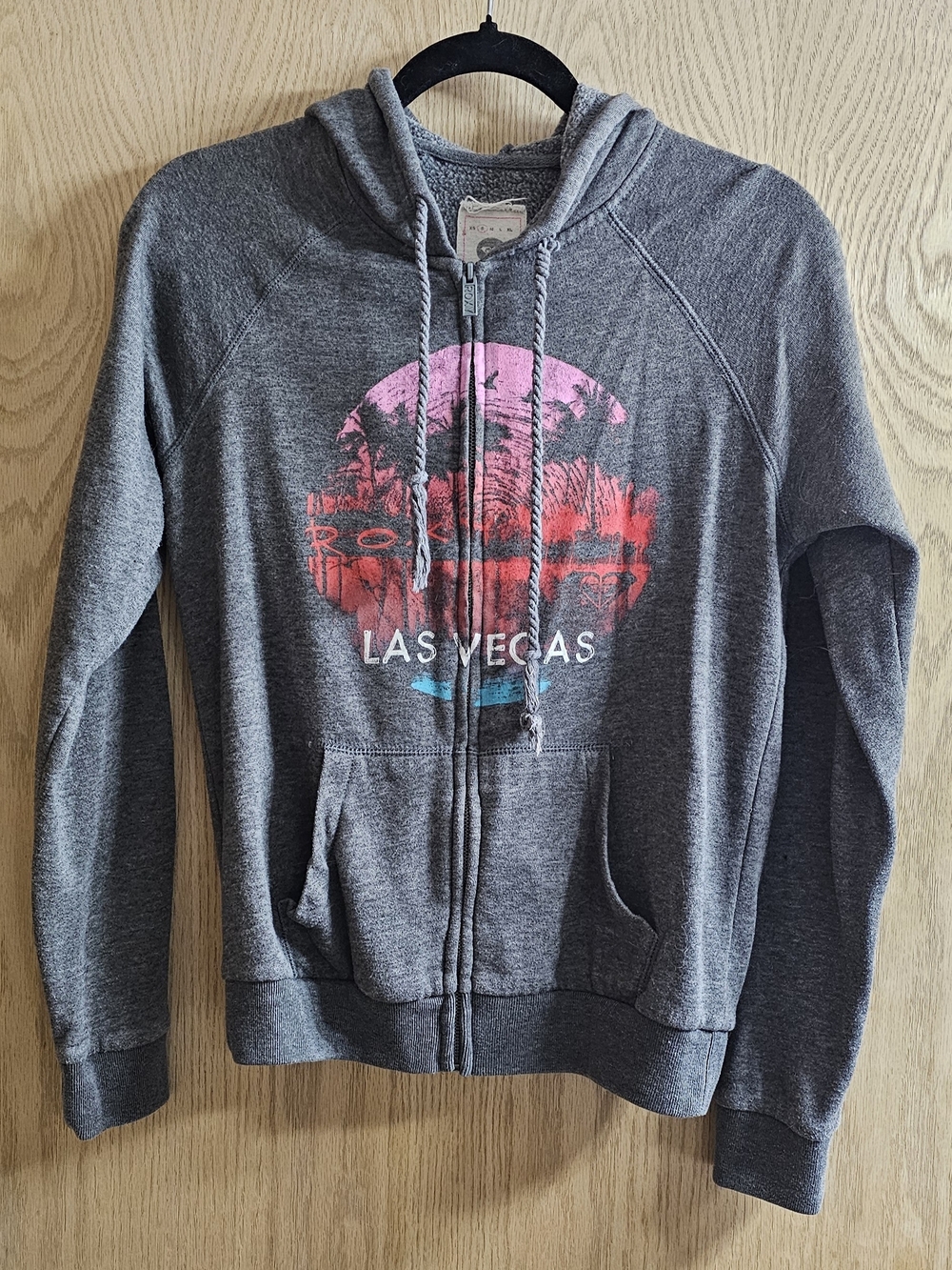 Roxy Gray Las Vegas Zip Hoodie Y2K